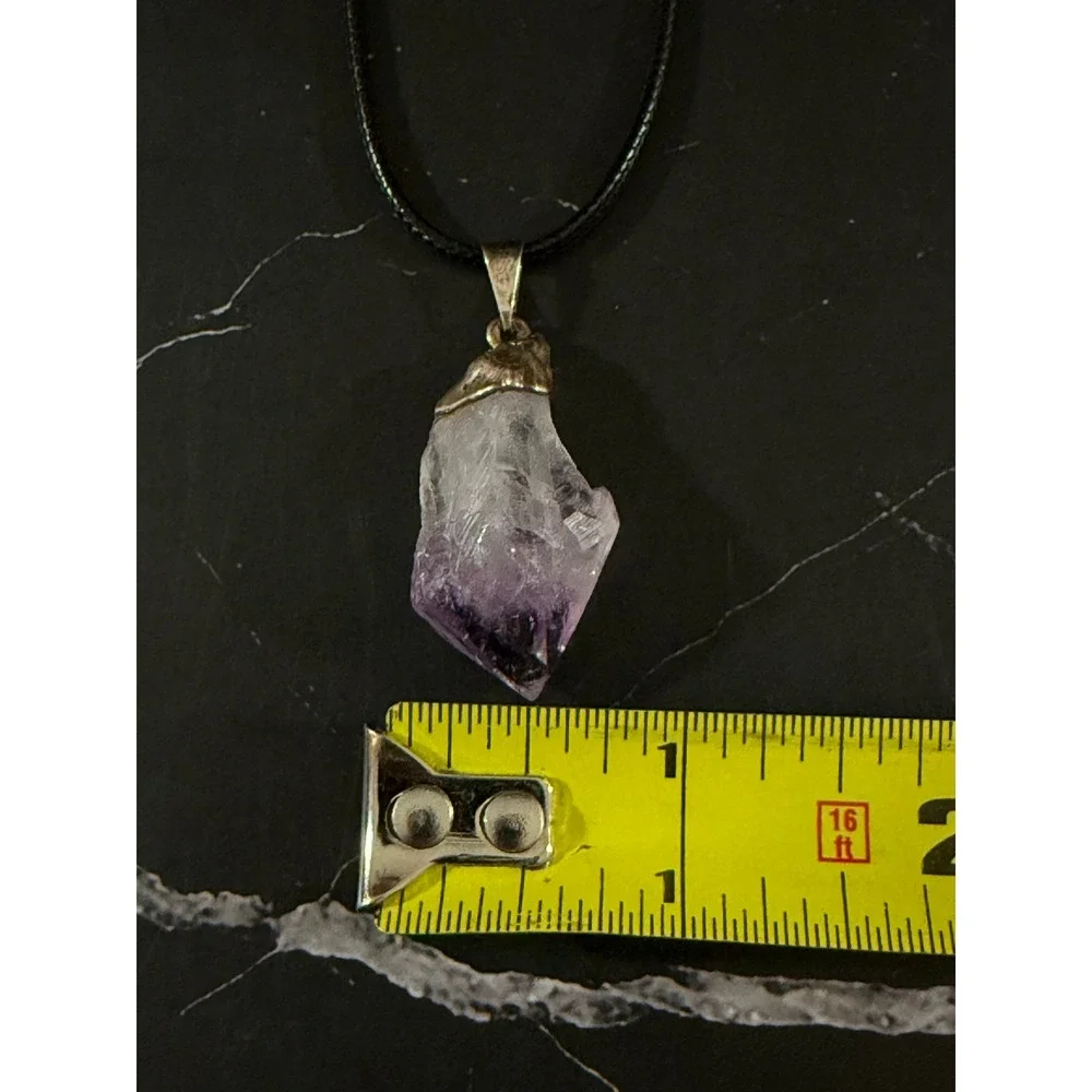 Raw Amethyst Stone Corded 16in Pendant